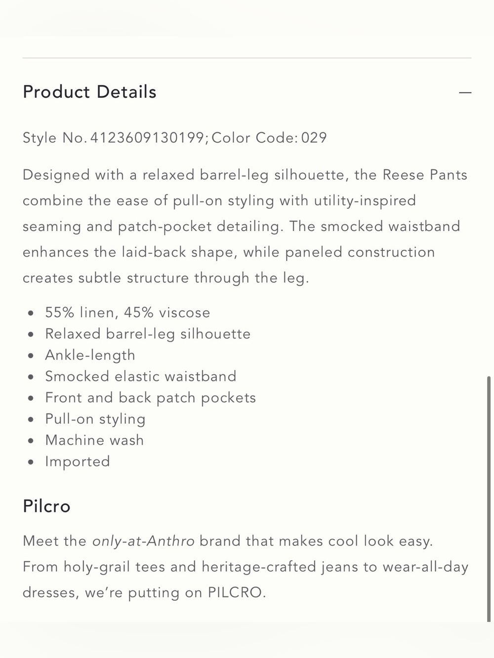 Anthropologie Pilcro Reese Smocked Pull-On Barrel Leg Linen Blend Pants , Small - Picture 9 of 15